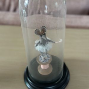 Adorable handmade Mouse Fairy figurine under glass dome.